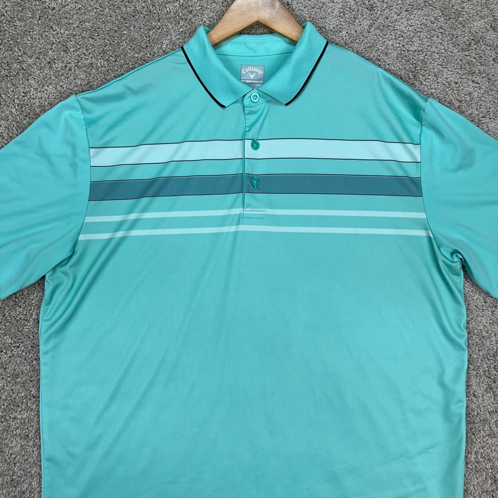 Callaway Polo Shirt Mens Large Teal Short Sleeve Golf Performance Opti-Dri EUC